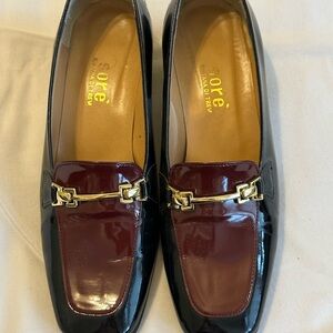 Black and Burgundy Patent Leather Loafers Soré - Fontana Di Trevi Handmade